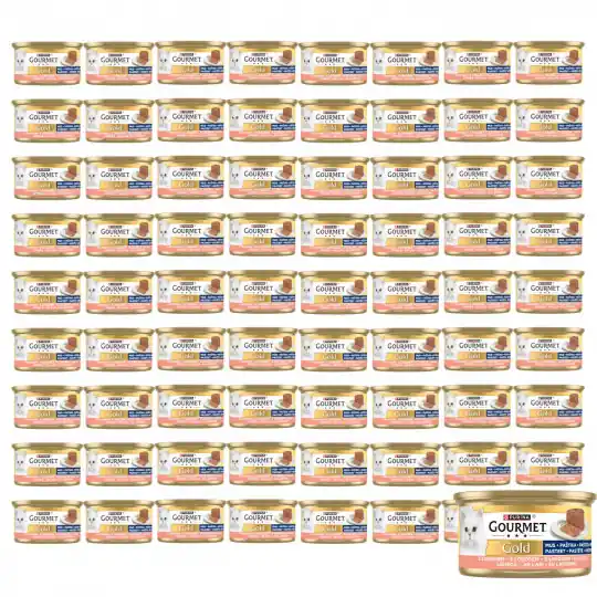 Hit sprzedaży PURINA Gourmet Gold Mus z łososiem - mokra karma dla kota - 72x85g
