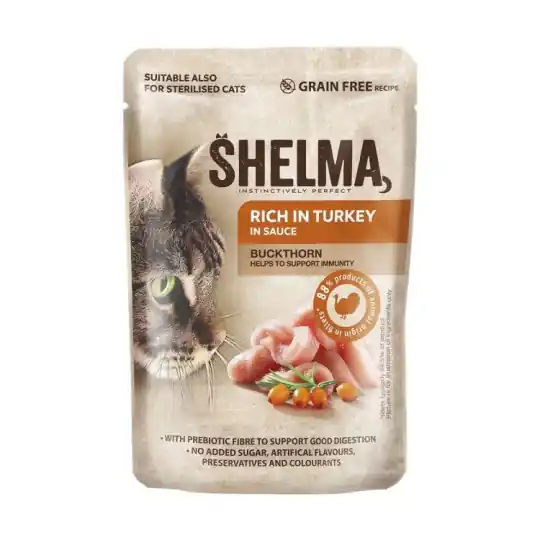 SHELMA Bogata w indyka w sosie - mokra karma dla kota - 85g Wybór klientów