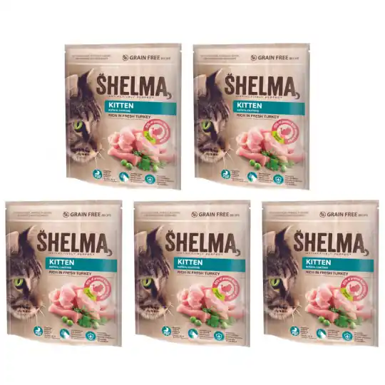 SHELMA Kitten Bogata w indyka - sucha karma dla kota - 5x750g Darmowy zwrot