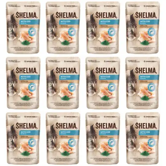 SHELMA z dorszem w sosie - mokra karma dla kota - 12x85g Wysoka jakość