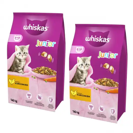 WHISKAS Junior z kurczakiem - sucha karma dla kota - 2x14kg Bestseller