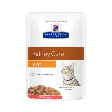 Darmowy zwrot HILLS PRESCRIPTION DIET FELINE KIDNEY CARE K/D MOKRA KARMA DLA KOTA z łososiem w sosie