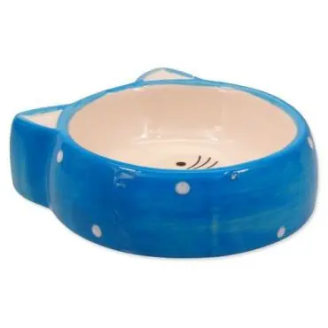 Ostatnia szansa MAGIC CAT CERAMICZNA MISKA DLA KOTA niebieska w kształcie głowy kota