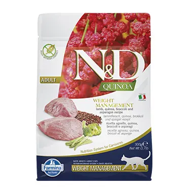 FARMINA ND QUINOA WEIGHT MANAGEMENT KARMA DLA KOTA jagnięcina z komosą i brokułem oraz szparagami Ograniczona ilość