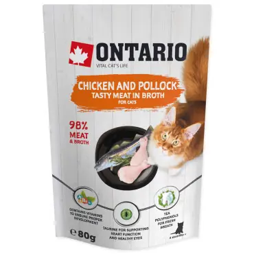 Oferta czasowa ONTARIO KARMA DLA KOTA saszetki z kurczakiem i mintajem w rosole