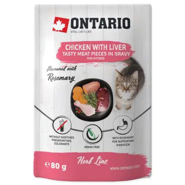 Ostatnie sztuki ONTARIO HERB LINE KARMA DLA KOCIĄT z kurczakiem, watróbką, batatami, ryżem i rozmarynem