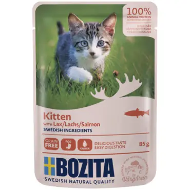 Hit sprzedaży BOZITA KITTEN KARMA DLA KOCIĄT saszetki z łososiem w sosie