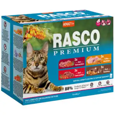 RASCO PREMIUM KARMA DLA KOTA - multipack 4 smaki fileciki w sosie Ostatnia szansa