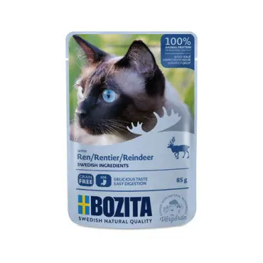 Nowy BOZITA KARMA DLA KOTA saszetki z reniferem w galaretce