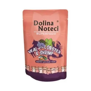 DOLINA NOTECI SUPERFOOD CIELĘCINA Z HOMAREM I KREWETKAMI saszetka dla kota Wysoka jakość
