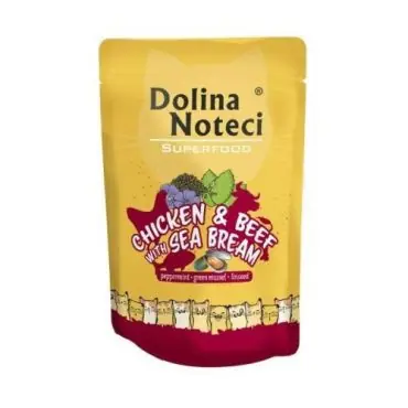 DOLINA NOTECI SUPERFOOD KURCZAK I WOŁOWINA Z DORADĄ saszetka dla kota Hit cenowy