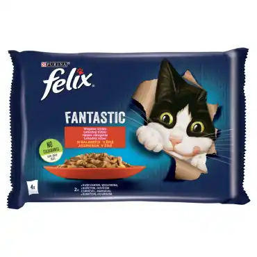 FELIX FANTASTIC KARMA DLA KOTA WIEJSKIE SMAKI W GALARETCE z wołowiną i kurczakiem Oferta limitowana