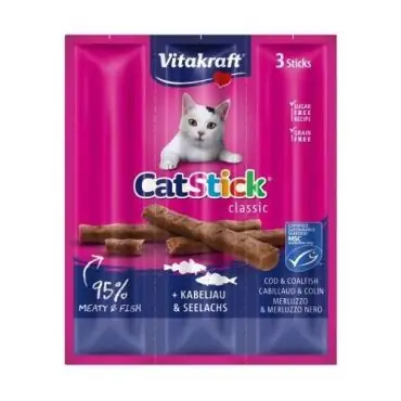 Ostatnie sztuki VITAKRAFT CAT STICK MINI KABANOSY DLA KOTA z dorszem