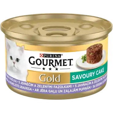 Wysoka jakość GOURMET GOLD SAVOUR CAKE KARMA DLA KOTA z jagnięciną i zieloną fasolką