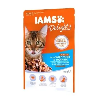 IAMS CAT DELIGHTS MOKRA KARMA DLA KOTA - z tuńczykiem i śledziem Okazja