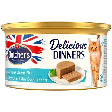 BUTCHERS DELICIOUS DINNERS KARMA DLA KOTA z tuńczykiem i rybą morską Szybka wysyłka