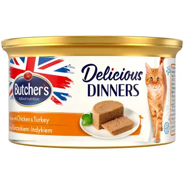 Cena promocyjna BUTCHERS DELICIOUS DINNERS KARMA DLA KOTA z kurczakiem i indykiem