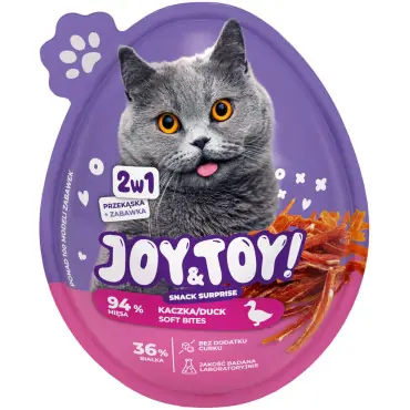 Popularny JOY&TOY JAJKO Z NIESPODZIANKĄ - PRZEKĄSKA O SMAKU KACZKI 20g + ZABAWKA DLA KOTA