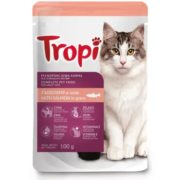 TROPI MOKRA KARMA DLA KOTA - Z ŁOSOSIEM W SOSIE Super okazja
