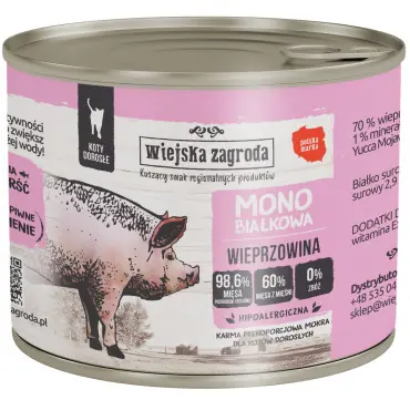 Premium WIEJSKA ZAGRODA KARMA DLA KOTA monobiałkowa wieprzowina