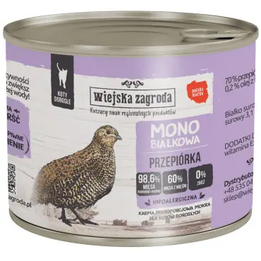 Bezpieczne zakupy WIEJSKA ZAGRODA KARMA DLA KOTA monobiałkowa przepiórka