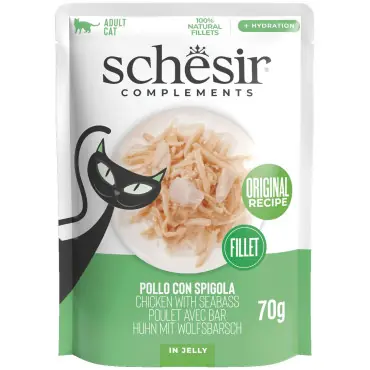 Tani SCHESIR CAT MOKRA KARMA DLA KOTA kurczak w okoniem morskim w galaretce
