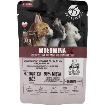 PET REPUBLIC STERILE MOKRA KARMA DLA KOTA z wołowiną Wyprzedaż