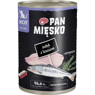 PAN MIĘSKO MOKRA KARMA DLA KOCIĄT indyk z łososiem Taniej