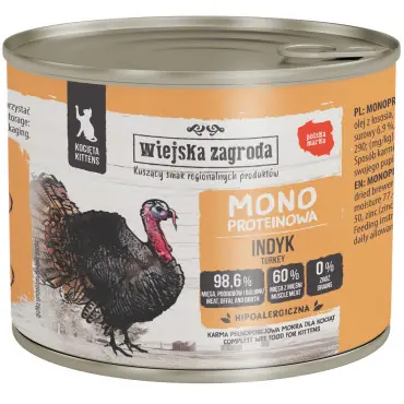 WIEJSKA ZAGRODA KARMA DLA KOCIĄT monobiałkowa indyk Wysoka jakość