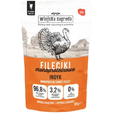 Wybór klientów WIEJSKA ZAGRODA FILECIKI MONOPROTEINOWE KARMA DLA KOTA indyk