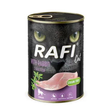 Dostępne od ręki RAFI CAT MOKRA KARMA Z KRÓLIKIEM puszka dla kota sterylizowanegp