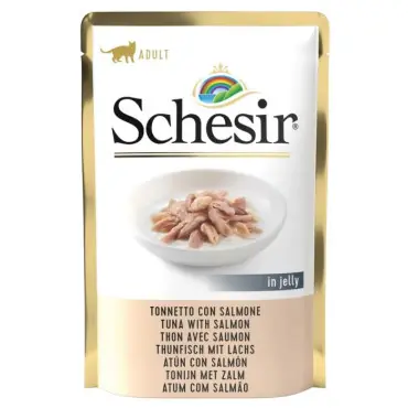 SCHESIR CAT FILET Z TUŃCZYKA Z ŁOSOSIEM I RYŻEM W GALARETCE Wybór klientów