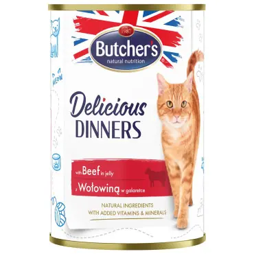 BUTCHERS DELICIOUS DINNERS KARMA DLA KOTA z wołowiną w galaretce Szybka wysyłka