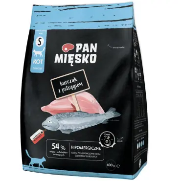 PAN MIĘSKO SUCHA KARMA DLA KOTA S kurczak z pstrągiem Wybór klientów