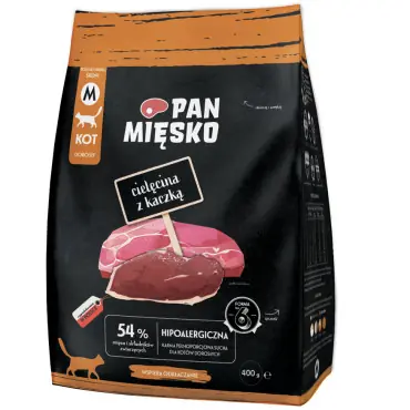Promocja PAN MIĘSKO SUCHA KARMA DLA KOTA M cielęcina z kaczką