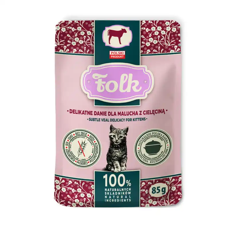 Folk Kitten dla Malucha z Cielęciną Saszetka 85g Wybór klientów