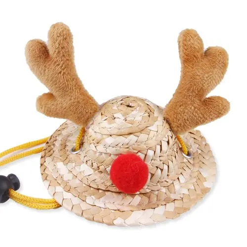 Ograniczona ilość 艢wi膮teczna czapka dla psa Gold Reindeer