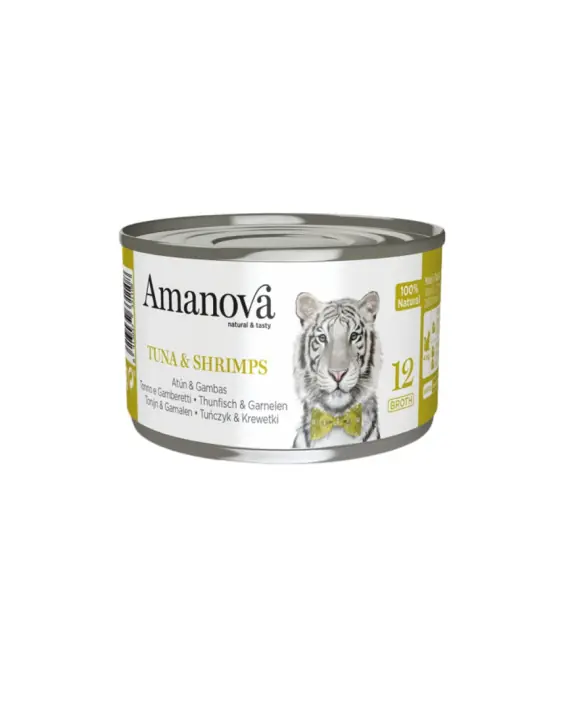 Darmowy zwrot Amanova 12 Tuna Shrimps - karma dla kota w bulionie 70g