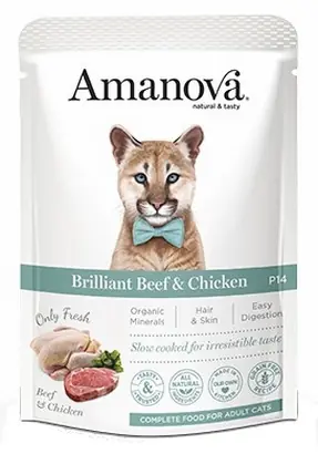 Wyjątkowa oferta Amanova Brilliant Beef & Chicken - karma dla kota wołowina i kurczak 85g