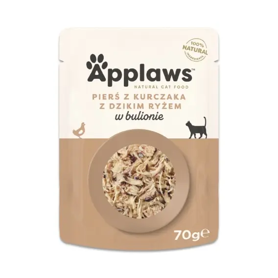APPLAWS Cat Broth kurczak z dzikim ryżem w bulionie dla kota saszetka 70g Wyprzedaż