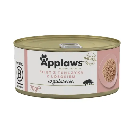 Ostatnie sztuki APPLAWS Cat Jelly tuńczyk z łososiem w galarecie dla kota puszka 70g