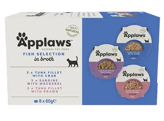 APPLAWS Cat Multipak mix smaków rybnych w bulionie w miseczce dla kota 8x60g Szybka wysyłka