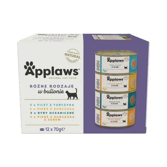 Wysoka jakość APPLAWS Cat Multipak mix smaków w bulionie dla kota 12x70g