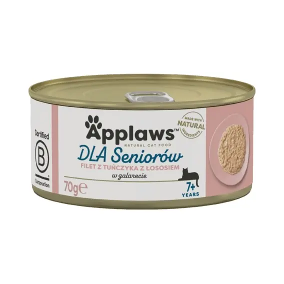 APPLAWS Cat Senior Jelly tuńczyk i łosoś w galaretce dla starszych kotów puszka 70g Dodaj do koszyka