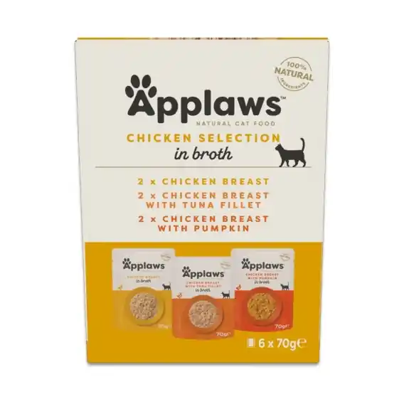 APPLAWS Cat Multipak degustacyjny z kurczakiem w saszetce w bulionie dla kota 6x70g Ograniczona ilość