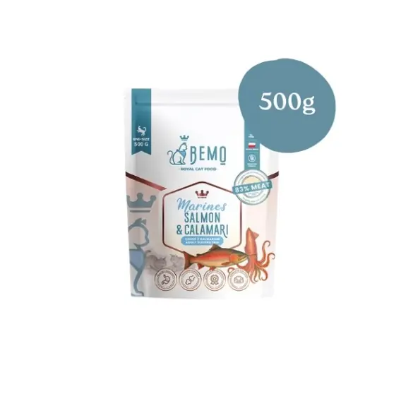 Wyjątkowa oferta Bemo Cat Marines Salmon & Calamari - karma sucha dla kota z łososiem i kalmarami 500g
