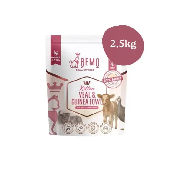 Oferta czasowa Bemo Kitten Veal & Guinea Fowl - karma sucha dla kociąt z cielęciną i perliczką 2,5kg
