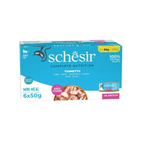 Schesir Mini Meal 6x50g - tuńczyk w bulionie mokra karma dla kota multipack Darmowy zwrot
