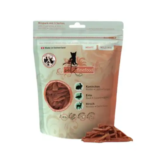 Popularny Catz Finefood Meatz Wild Mix - królik kaczka jeleń przysmak dla kota 45g