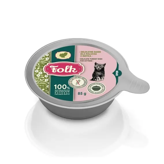 FOLK Kitten Delikatne danie dla malucha z indyka - karma dla kociąt 85g Super okazja